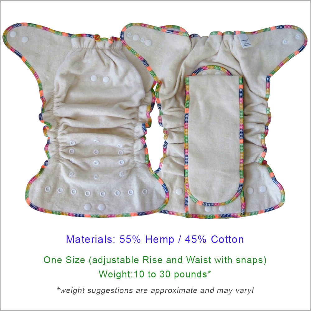 Beige cloth diaper with colorful trim on a white background
