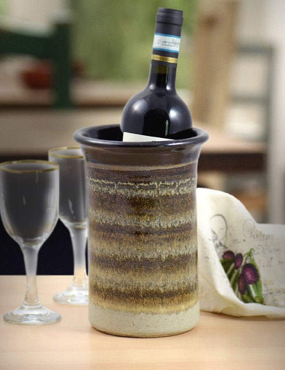 American Made Hand-Thrown Stoneware Utensil Holder (Mocha Cream)