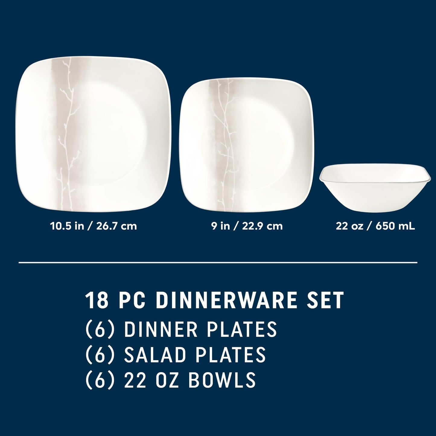 Non-Toxic Glass Dinnerware Set, Service for 6 – Corelle Wandering Grove