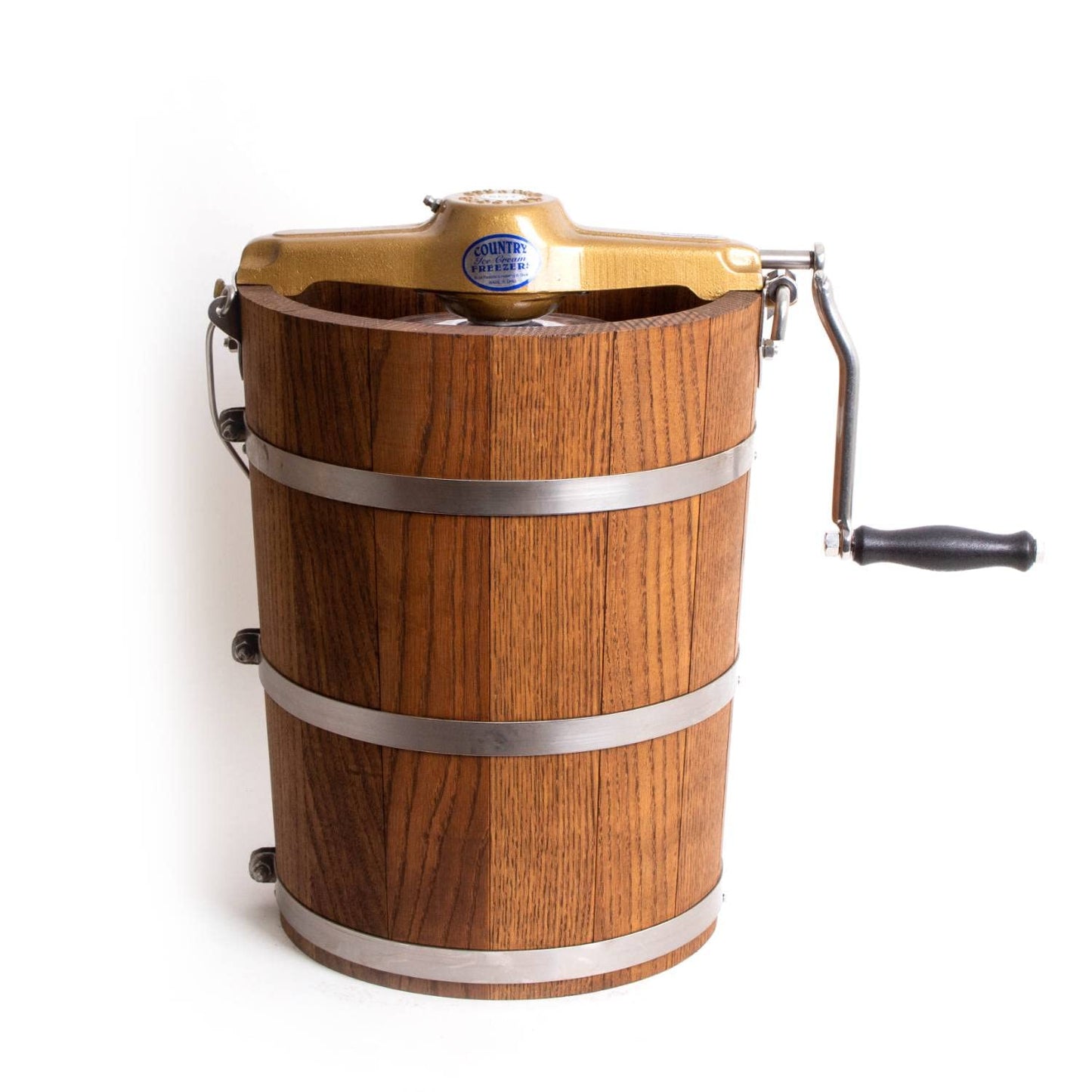 Microplastic-Free Hand-Crank Ice Cream Maker, Steel & Oak, 4-Qt – Lehman's