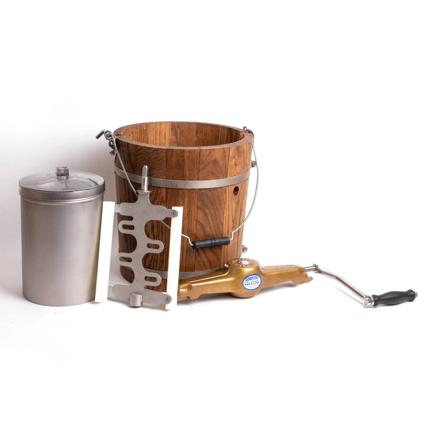 Microplastic-Free Hand-Crank Ice Cream Maker, Steel & Oak, 4-Qt – Lehman's