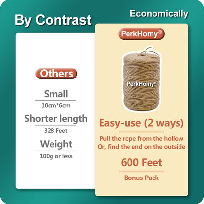 100% Natural Jute Twine: 1100 Feet of Biodegradable Cord for Zero-Waste Crafting and Gardening
