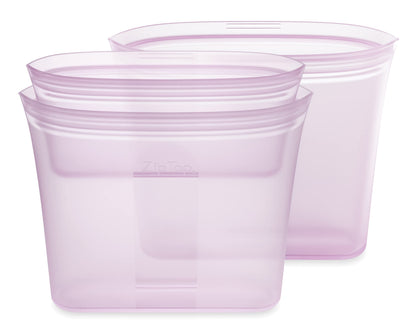 Reusable Silicone Bags, Stand-Up Zip Seal, 2-Bag Set - Zip Top