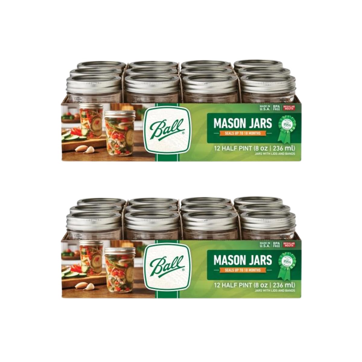 Quilted Glass Jelly Jars, 8 oz, BPA-Free, 12-Count - Ball