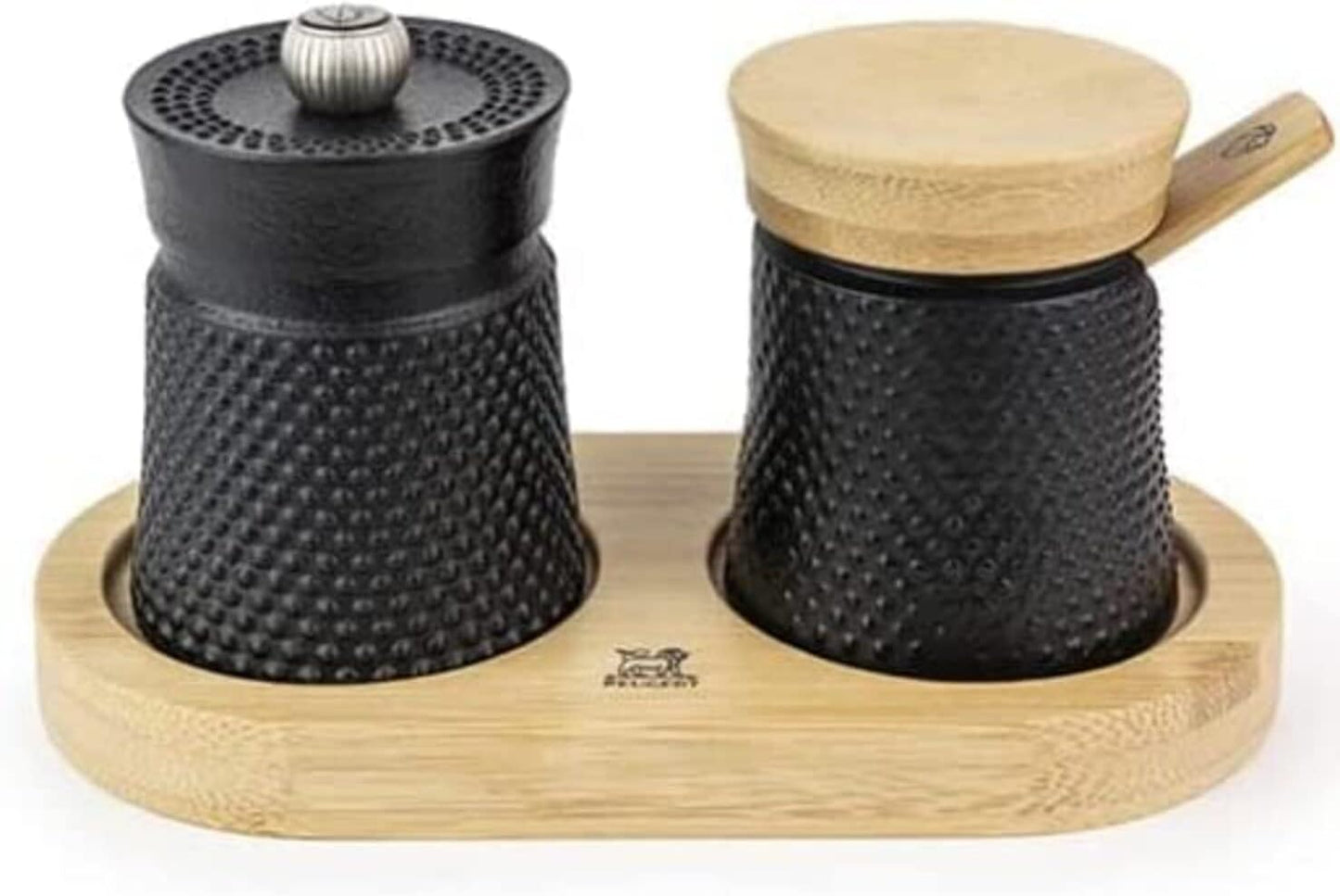 Cast-Iron Pepper & Salt Mill Set with Bamboo Base – Peugeot Bali