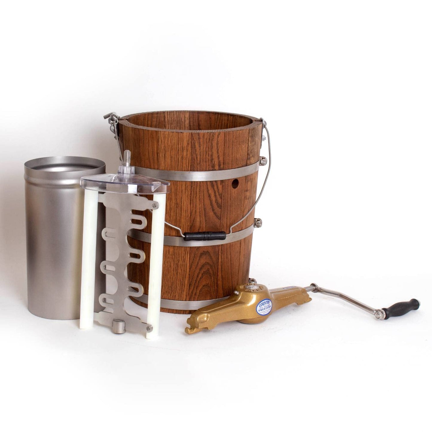 Microplastic-Free Hand-Crank Ice Cream Maker, Steel & Oak, 4-Qt – Lehman's
