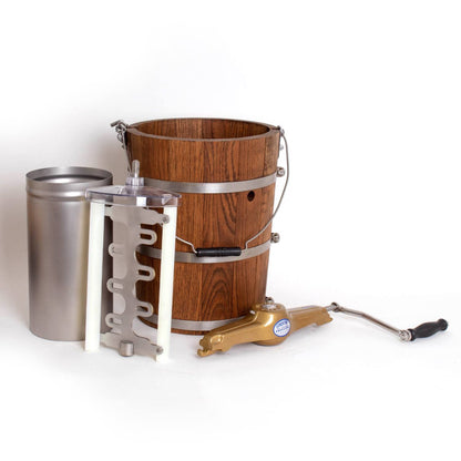 Microplastic-Free Hand-Crank Ice Cream Maker, Steel & Oak, 4-Qt – Lehman's