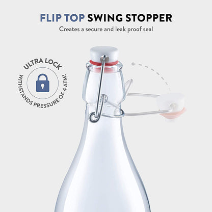 Glass Swing-Top Bottles, 1 L, 6-Pack, Italian-Made – Bormioli Rocco