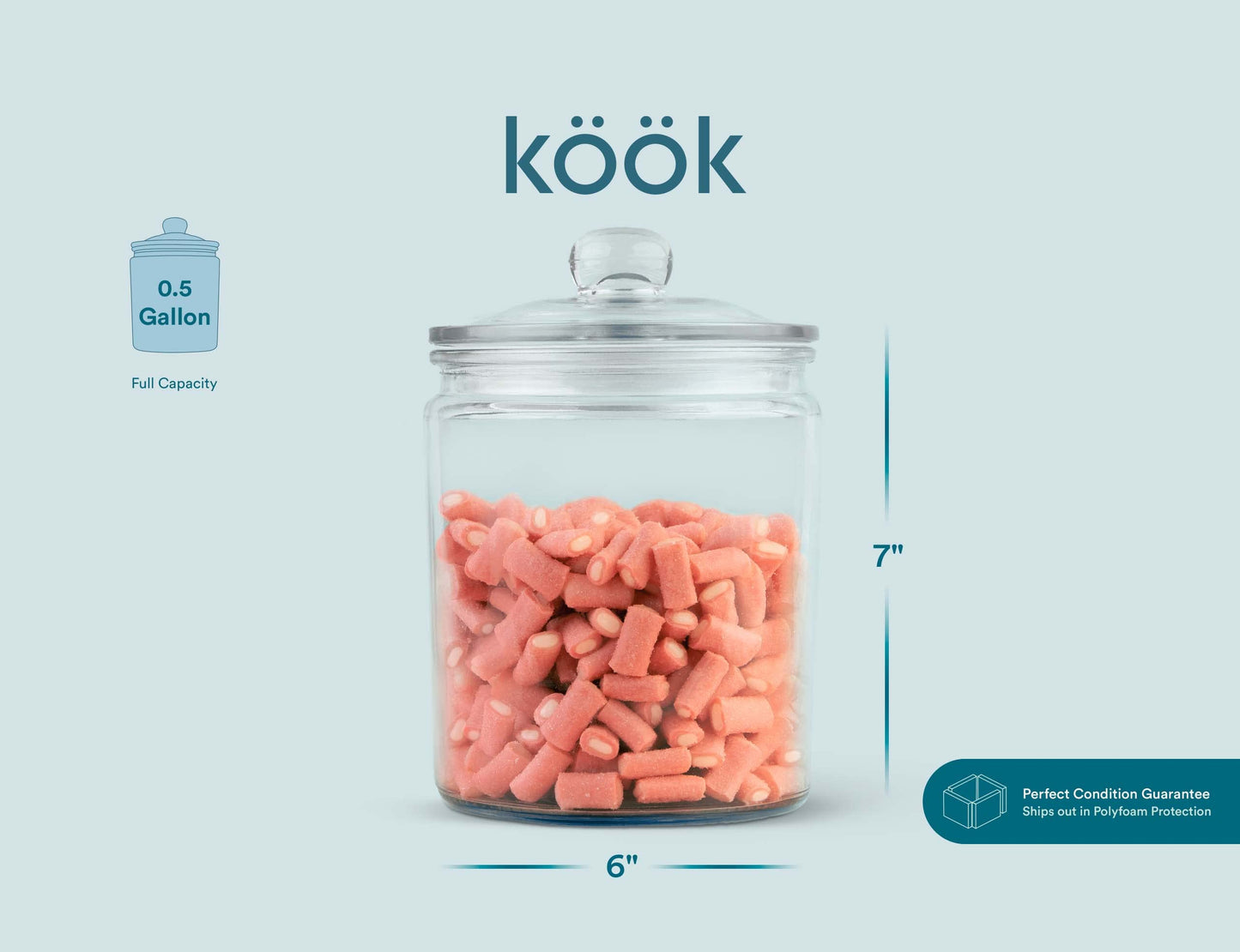 Plastic-Free Half-Gallon Glass Storage Jars, Glass Lids, 2-Pack – KooK