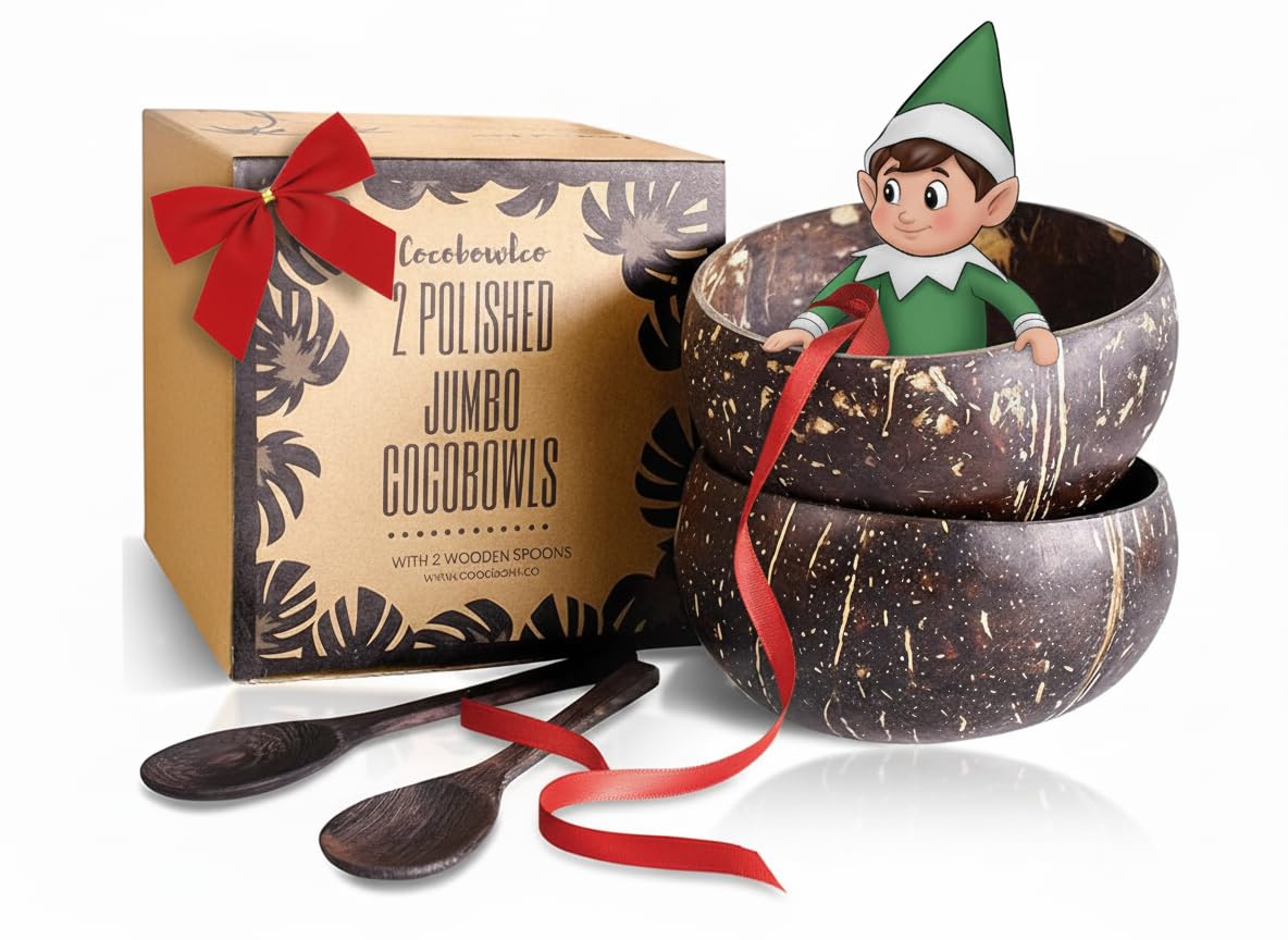Non-Toxic Coconut Bowl Set with Wooden Spoons (COCOBOWLCO)