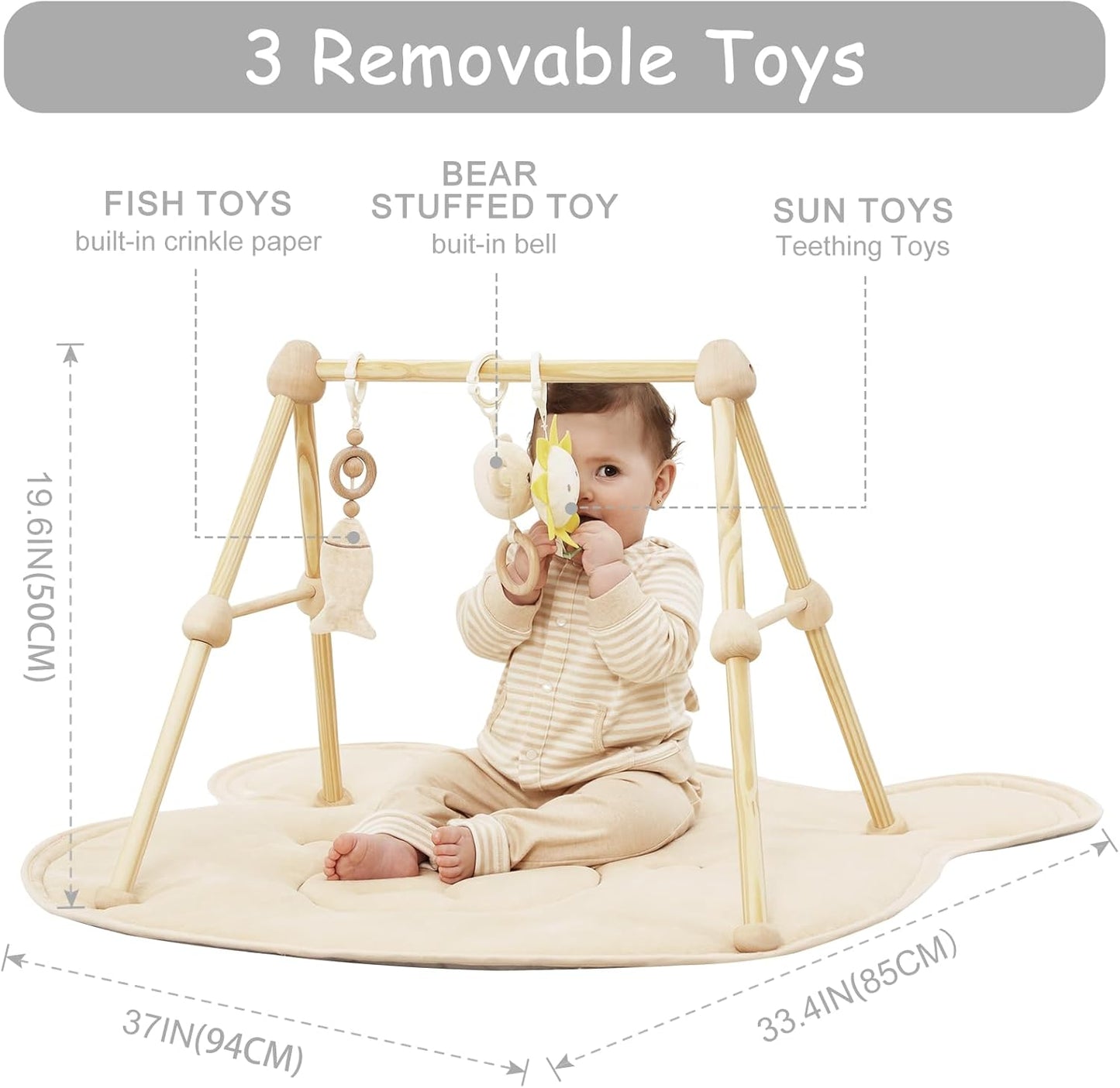 Non-Toxic Baby & Kids: Wooden Activity Gym with Cotton Play Mat