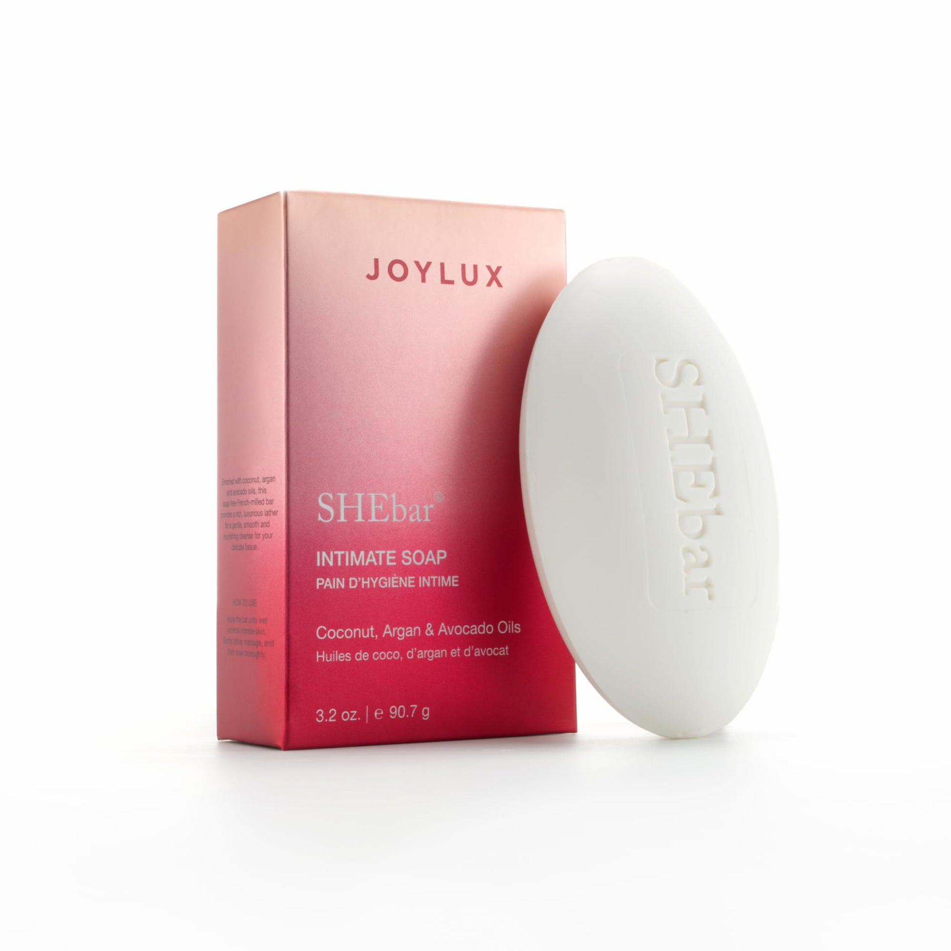 JOYLUX SHEbar intimate soap with packaging on a white background