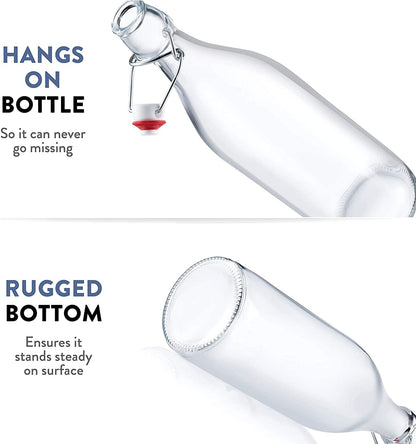 Glass Swing-Top Bottles, 1 L, 6-Pack, Italian-Made – Bormioli Rocco