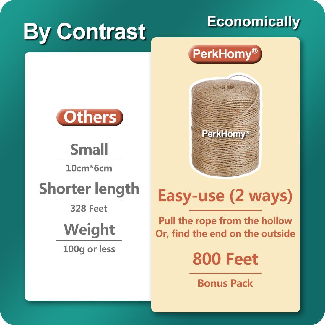 100% Natural Jute Twine: 1100 Feet of Biodegradable Cord for Zero-Waste Crafting and Gardening
