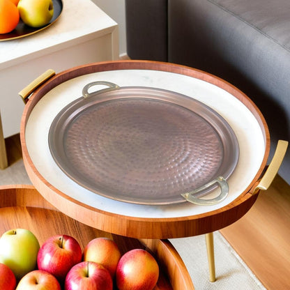 Handmade Hammered Copper Serving Tray, 14-Inch (Aruma)