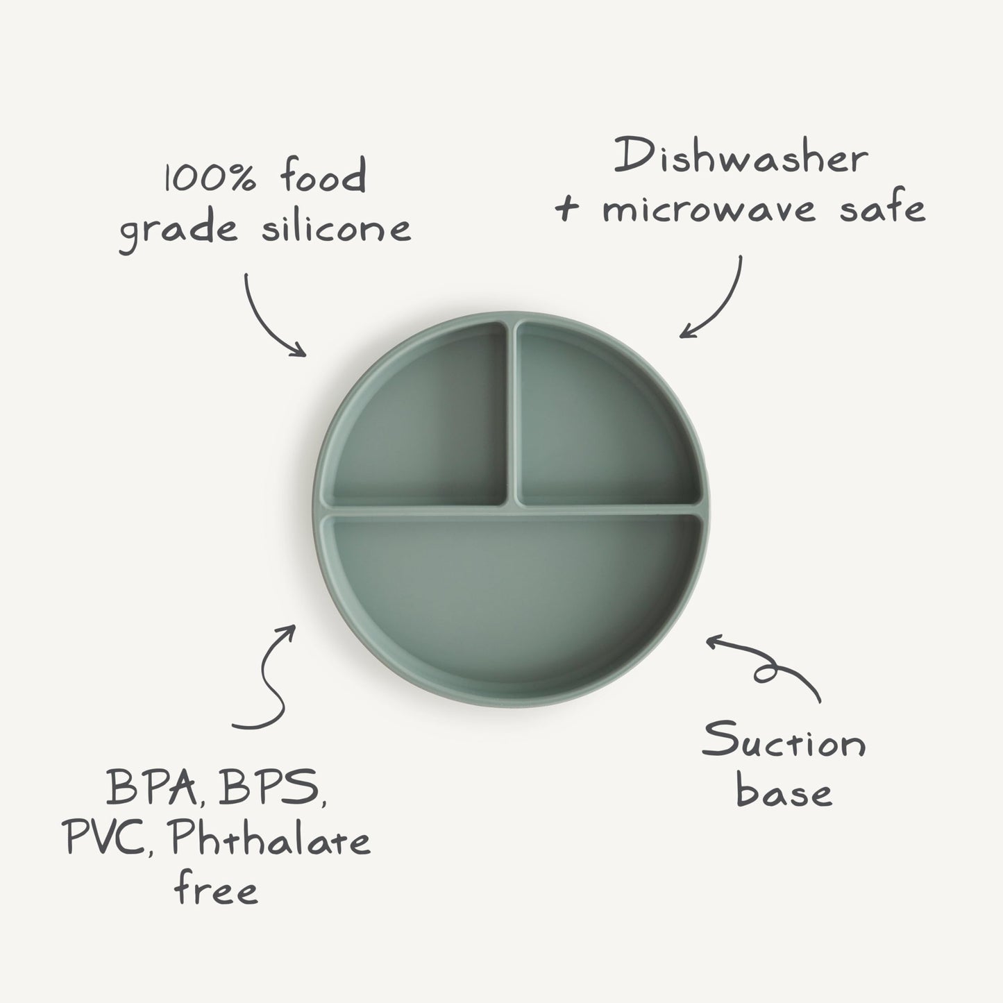 mushie 100% Food-Grade Silicone Divided Suction Plate