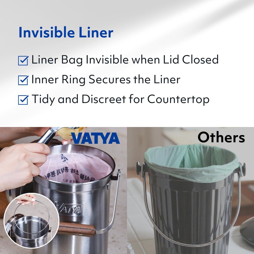 Vatya Stainless Steel Kitchen Compost Bin (0.8 Gallon)
