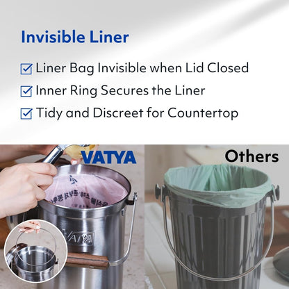 Vatya Stainless Steel Kitchen Compost Bin (0.8 Gallon)