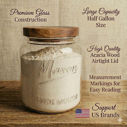 Plastic-Free 1-Gallon Glass Mason Jar with Acacia Wood Lid – Kitchentoolz