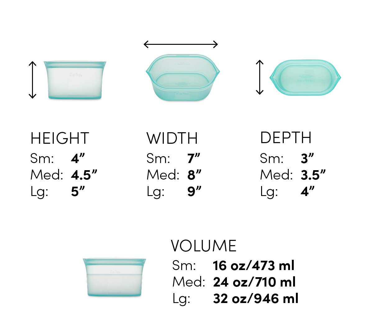 Reusable Silicone Bags, Stand-Up Zip Seal, 2-Bag Set - Zip Top