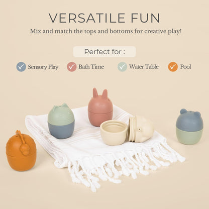 Brooklyn + Neutral Silicone Bath Toys: Mold-Free Animal 5-Pack