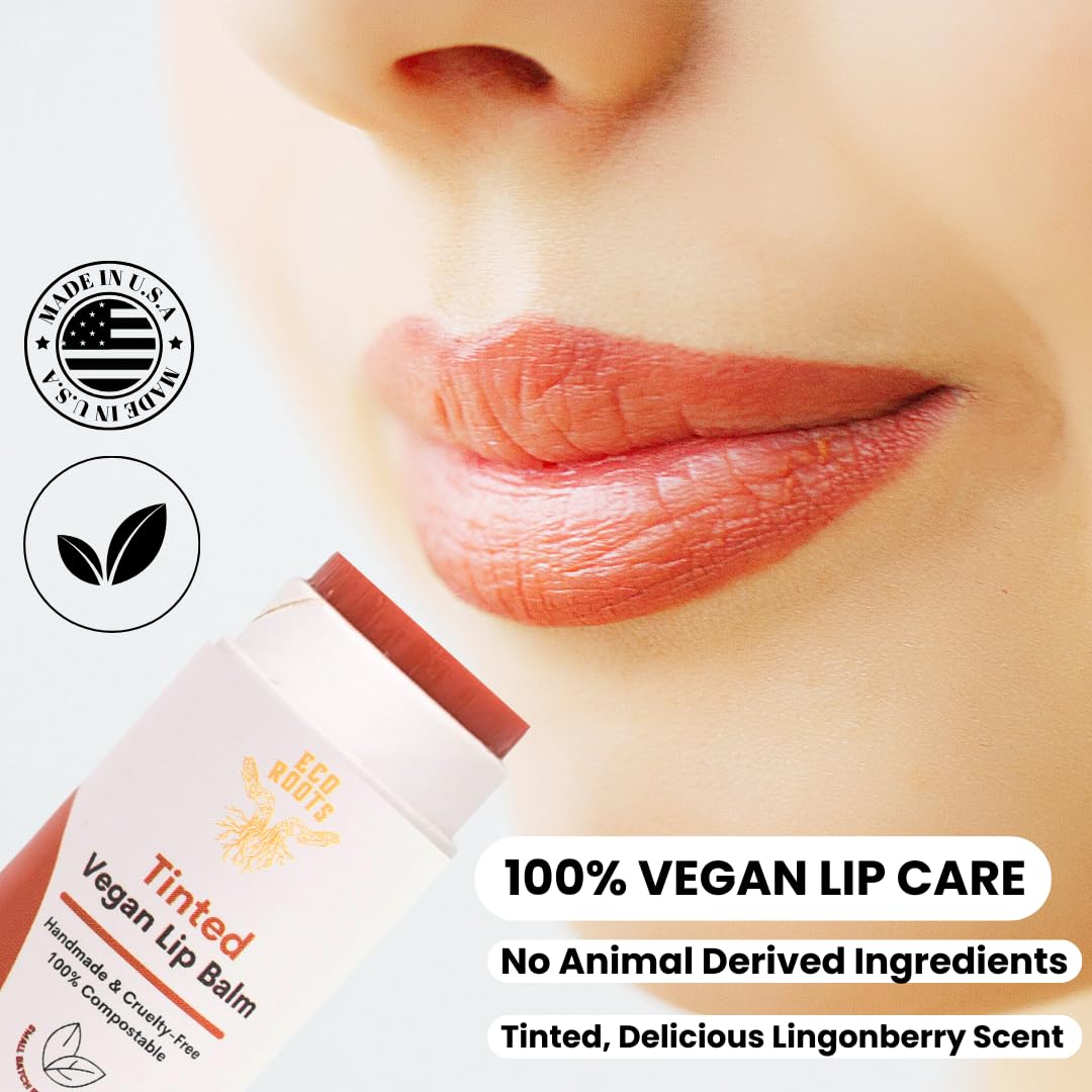 Organic Tinted Lip Balm 2-Pack: Coconut Oil & Plastic-Free Packaging