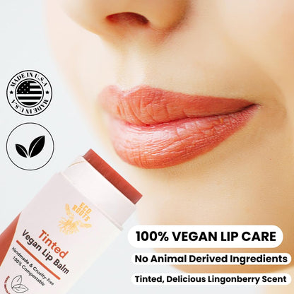 Organic Tinted Lip Balm 2-Pack: Coconut Oil & Plastic-Free Packaging