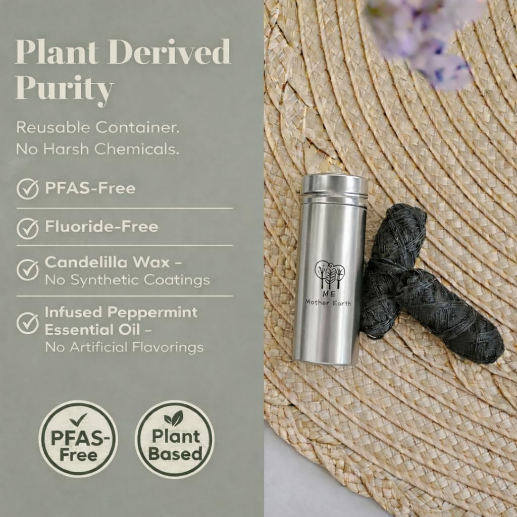 Biodegradable Bamboo Charcoal Dental Floss, Refillable Steel Container, Vegan – Me Mother Earth