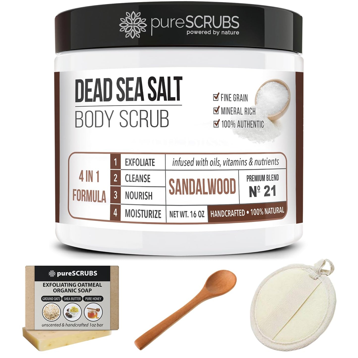 Fragrance-Free Dead Sea Salt Body Scrub, Organic Oils – pureSCRUBS Unscented