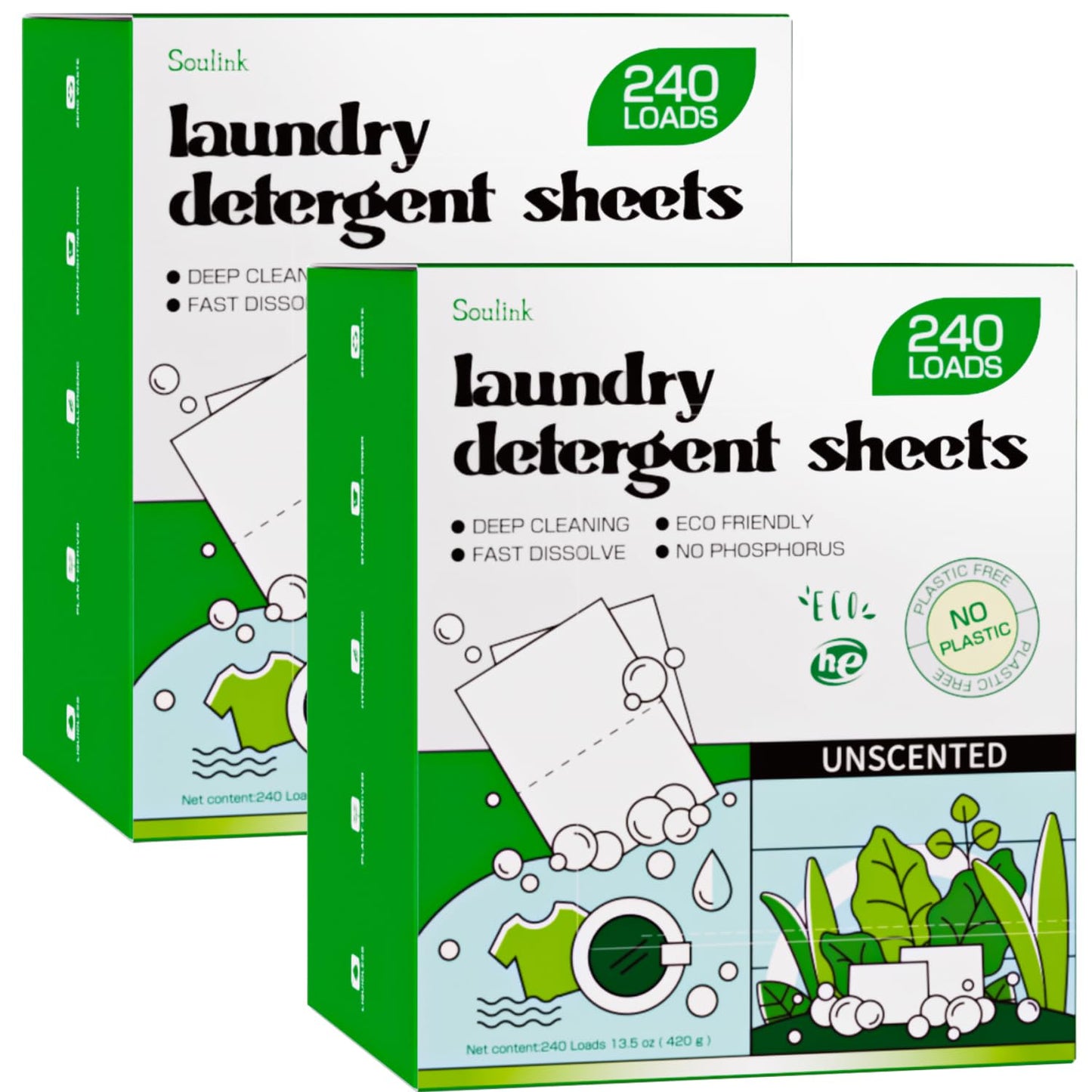 Soulink Laundry Sheets: Plant-Based Unscented 240 Loads
