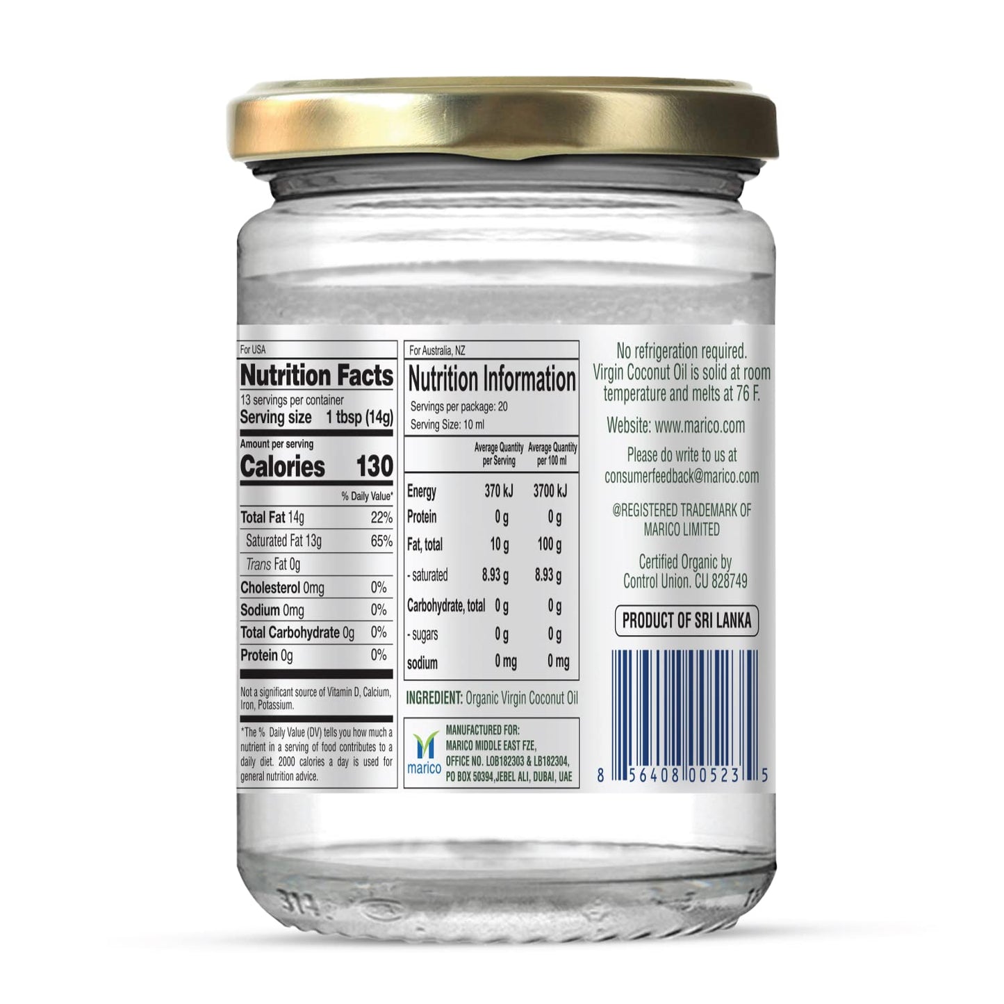 Parachute Naturalz Organic Virgin Coconut Oil: Cold Pressed & Unrefined
