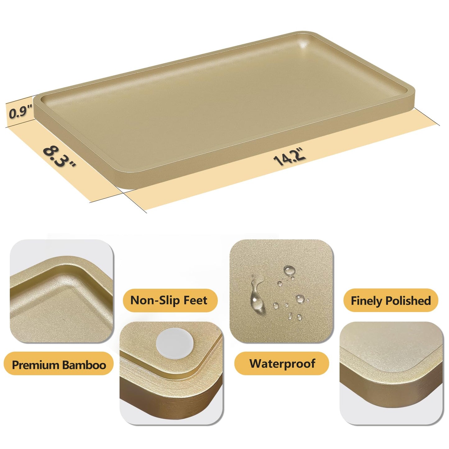 Sustainable Bamboo Bathroom Vanity Tray: Sleek Countertop Organizer