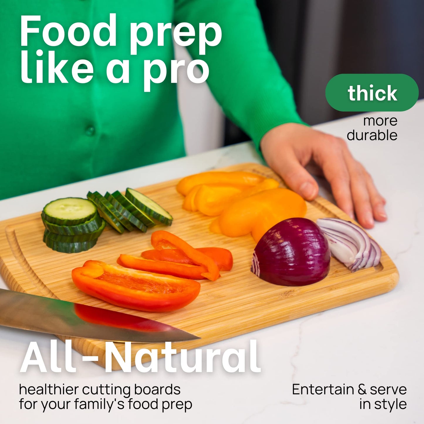 Non-Toxic Organic Bamboo Cutting Board, XL, FSC – Greener Chef