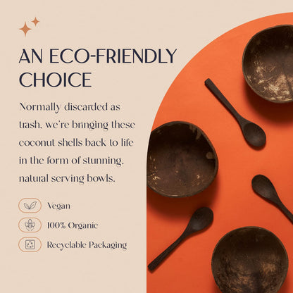 Non-Toxic Coconut Bowl Set with Wooden Spoons (COCOBOWLCO)