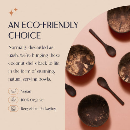 Non-Toxic Coconut Bowl Set with Wooden Spoons (COCOBOWLCO)