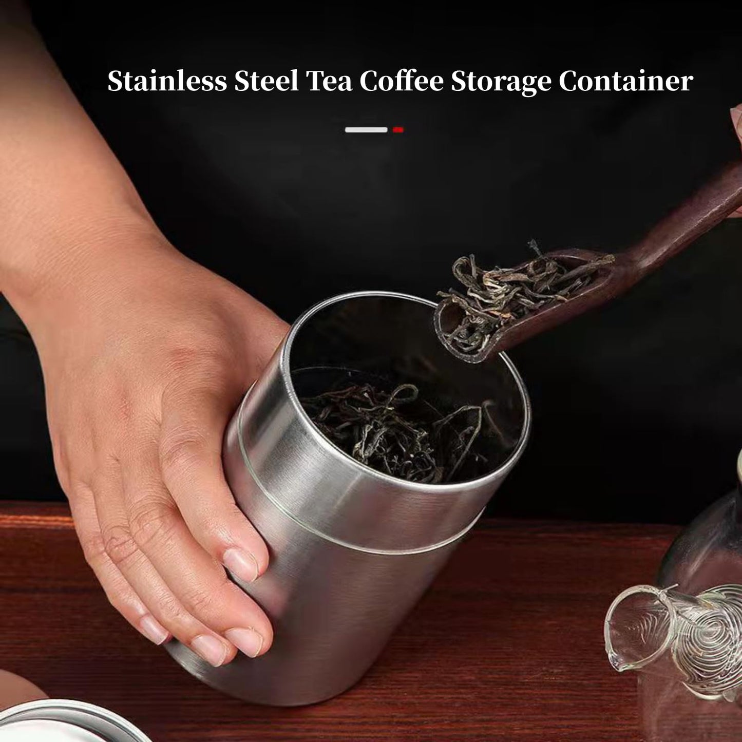 Plastic-Free Stainless Steel Tea Canister, Double Lid, 550 ml – AUNMAS