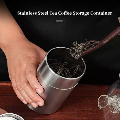 Plastic-Free Stainless Steel Tea Canister, Double Lid, 550 ml – AUNMAS