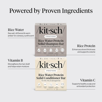 Plastic-Free Rice Water Shampoo & Conditioner Bars, Vegan – Kitsch