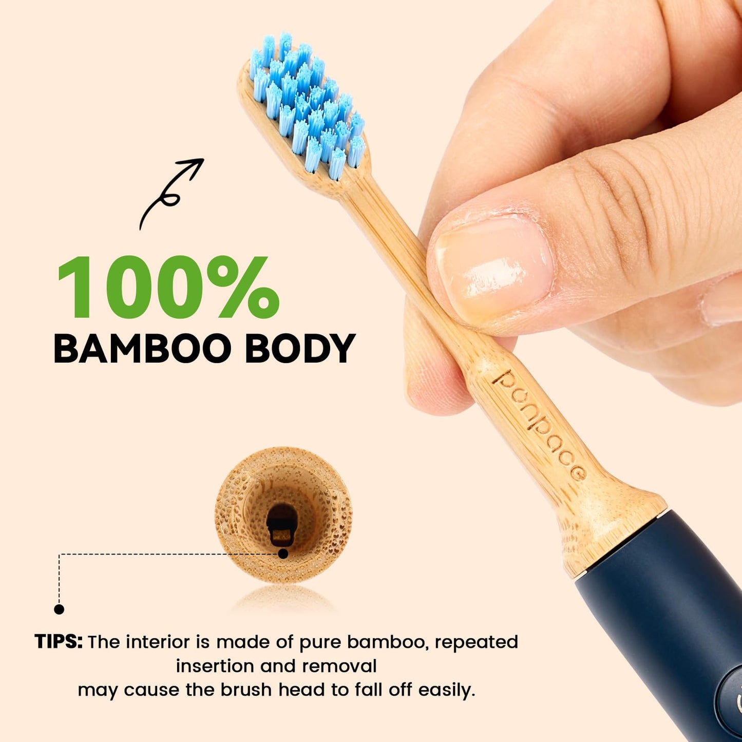 94% Plastic-Free Bamboo Toothbrush Heads with Charcoal Bristles, for Philips One by Sonicare