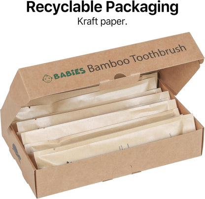 Ultra-Soft Bamboo Baby Toothbrushes, Plant-Based Bristles, Vegan – Sea Turtle (10-Pack)