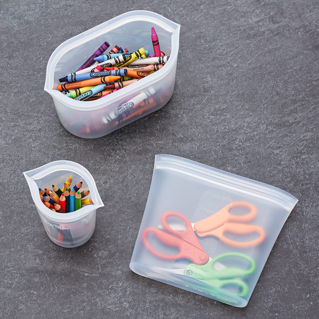 Reusable Silicone Bags, Stand-Up Zip Seal, 2-Bag Set - Zip Top