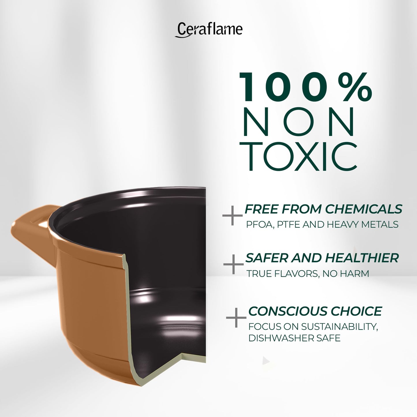 Non-Toxic 100% Pure Ceramic Cookware, No Coating or Metal – Ceraflame