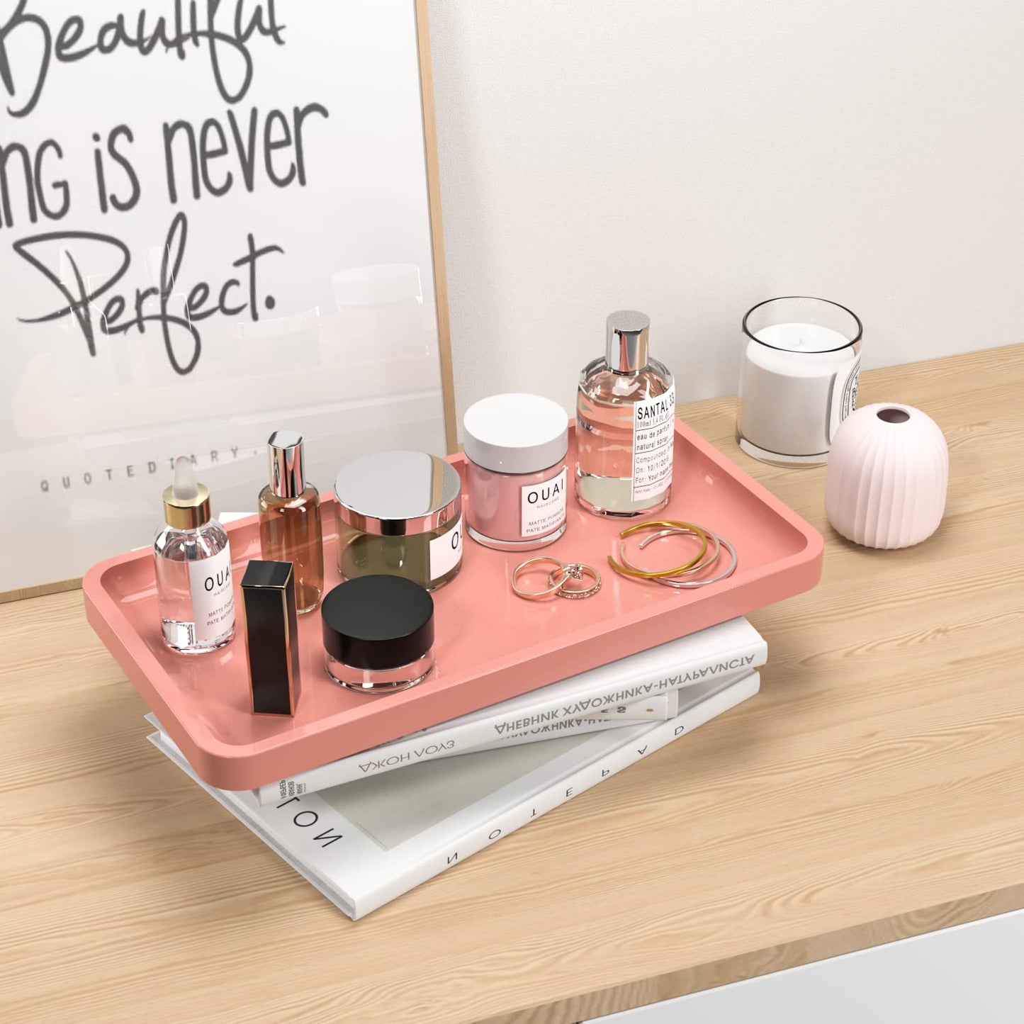 Sustainable Bamboo Bathroom Vanity Tray: Sleek Countertop Organizer