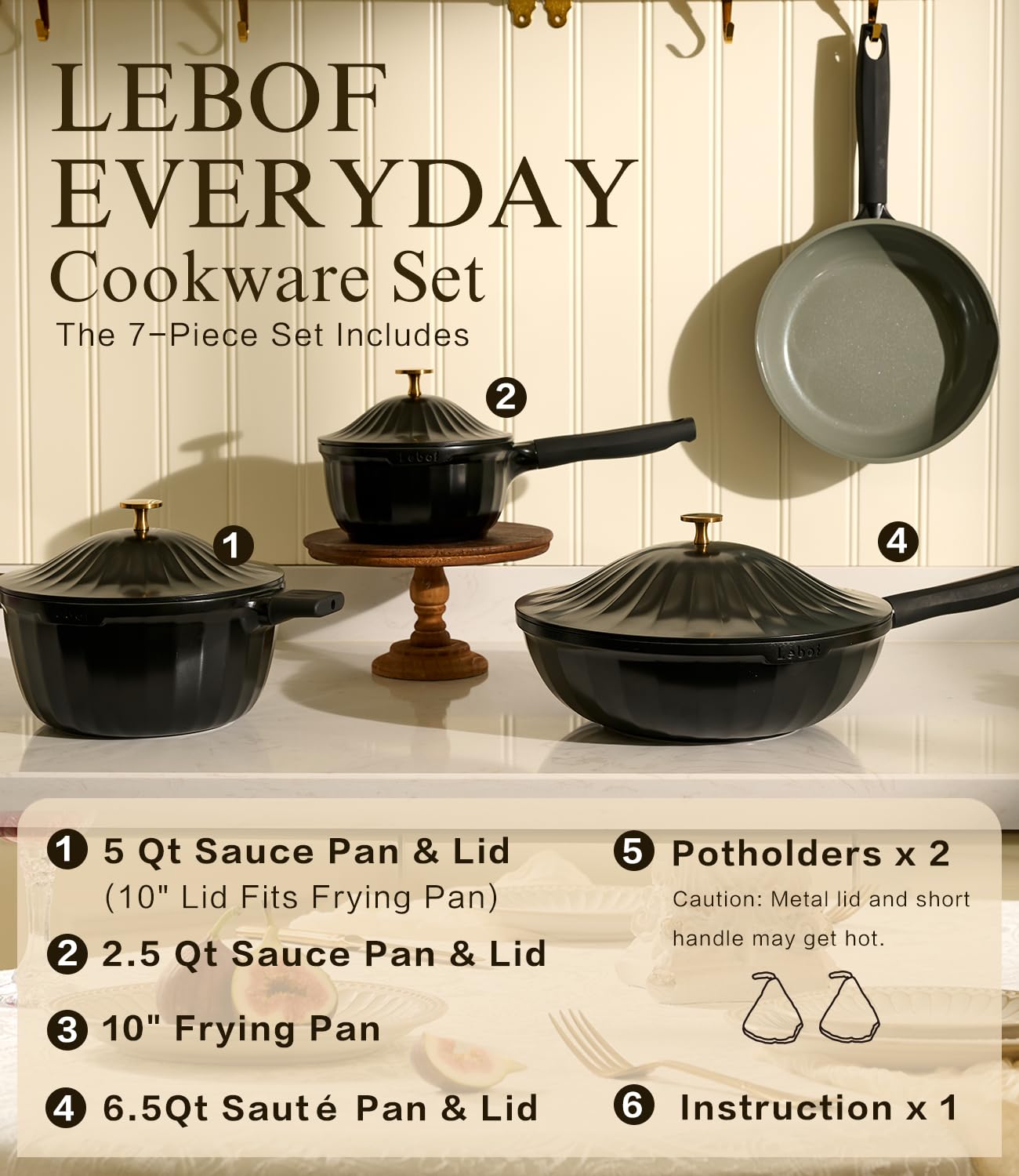 7-Piece Nonstick Ceramic Cookware Set