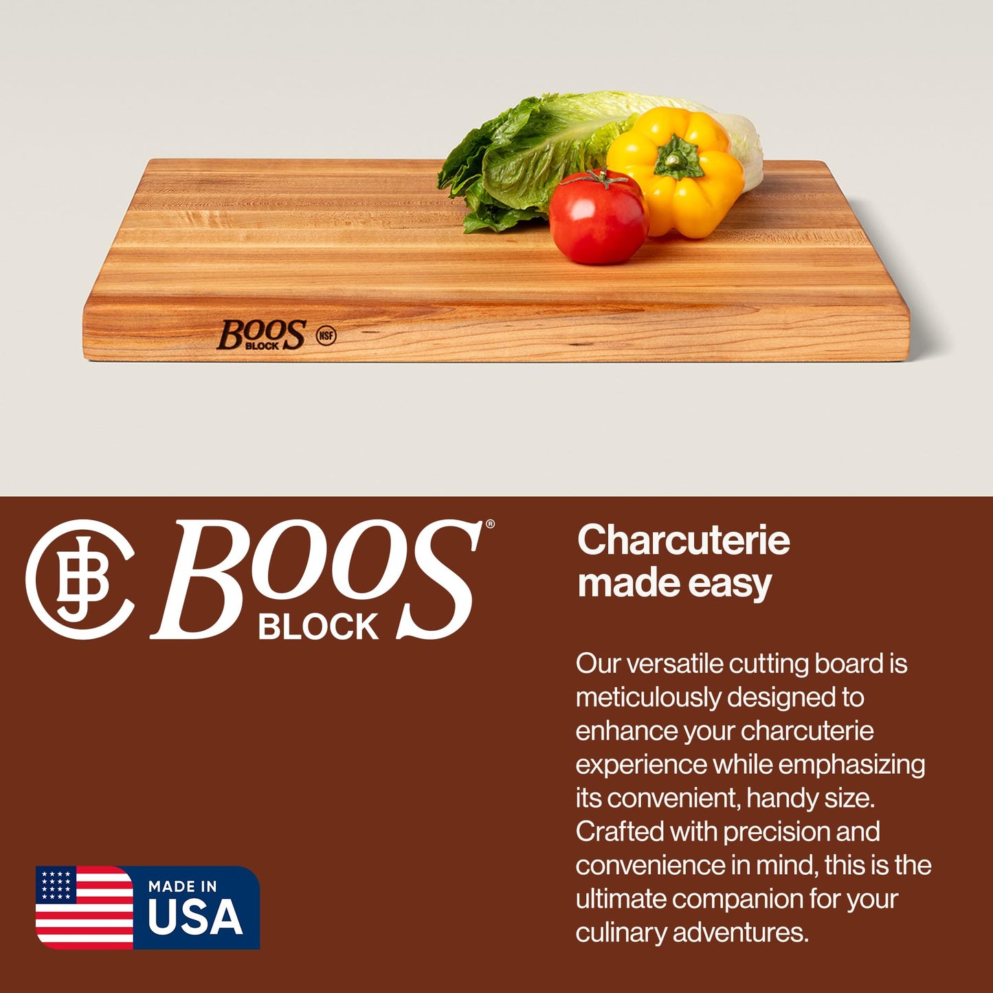 Non-Toxic Cherry Edge-Grain Cutting Board, NSF, USA – John Boos R-Board