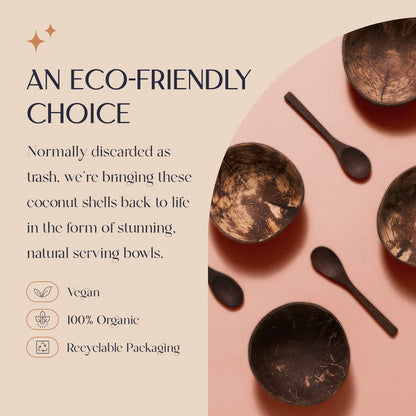 Non-Toxic Coconut Bowl Set with Wooden Spoons (COCOBOWLCO)