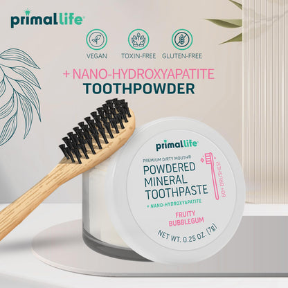 Fluoride-Free Remineralizing Tooth Powder, Bubblegum – Primal Life Organics