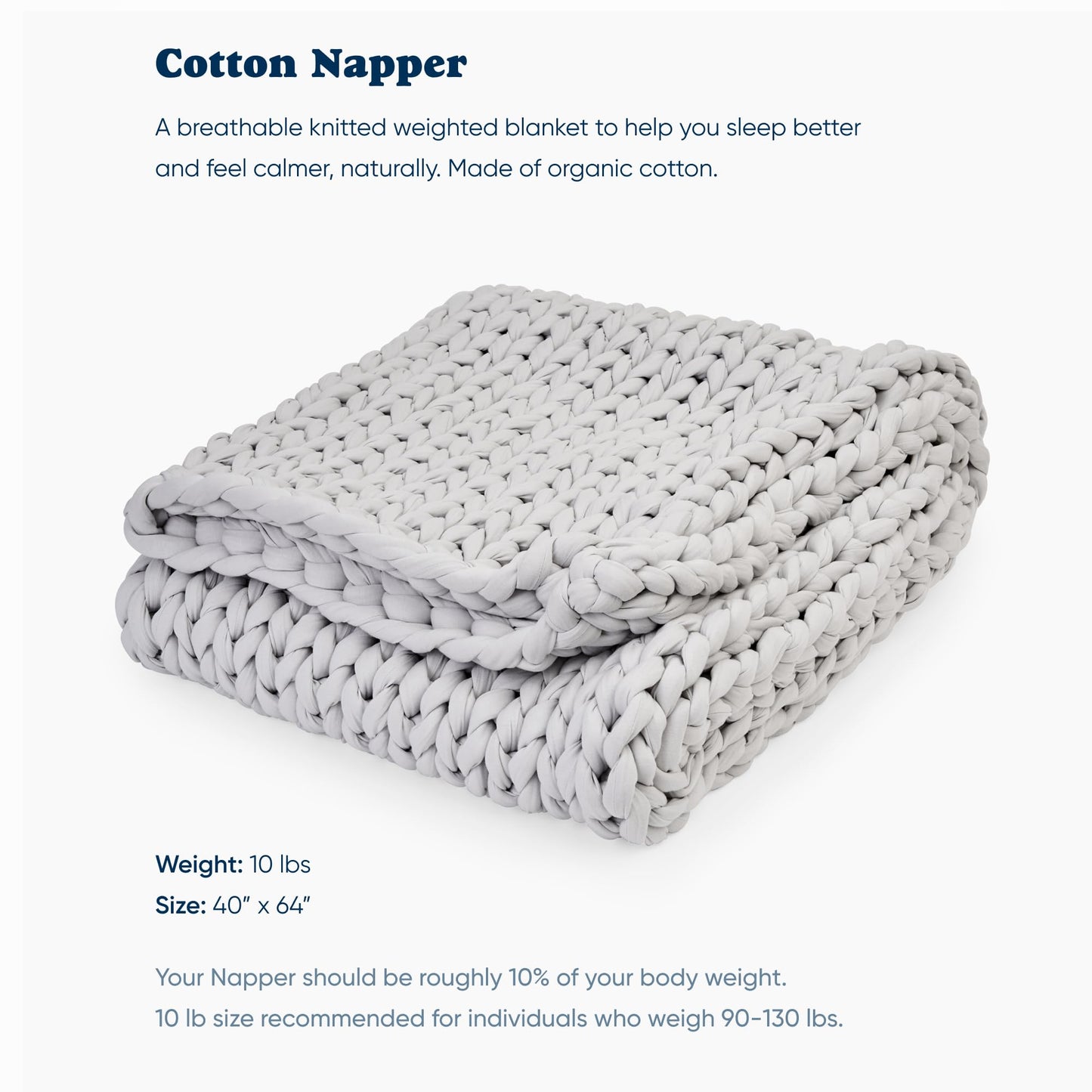Toxin-Free Sleep: Bearaby Organic Cotton 100% Hand-Knit Weighted Blanket, Non-Toxic