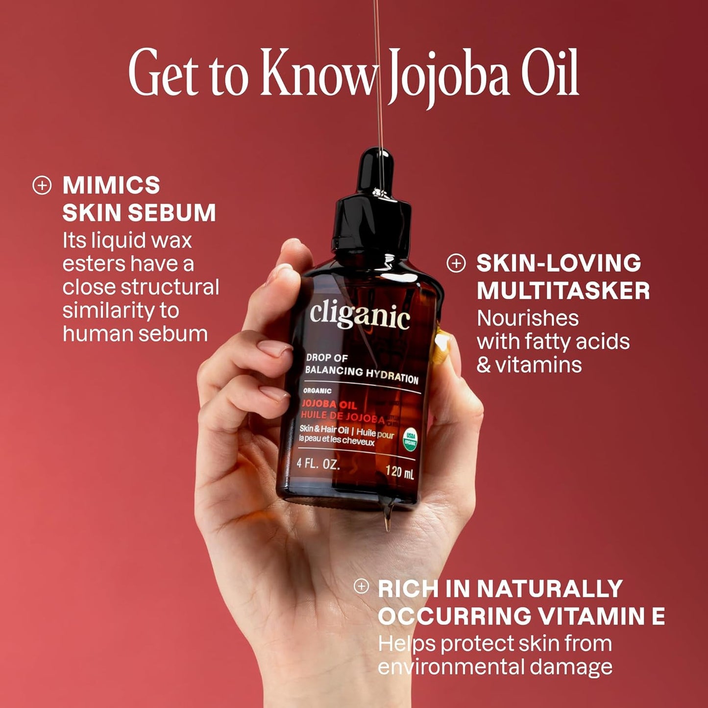 USDA Certified Organic Jojoba Oil, 100% Pure Single-Ingredient – Cliganic
