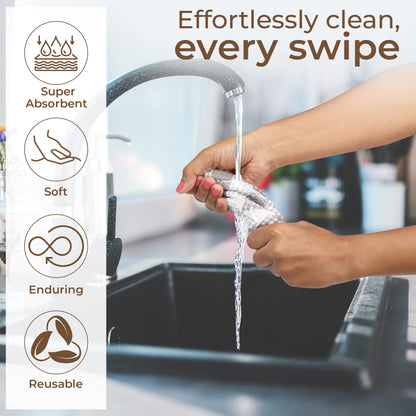 Microplastic-Free Kitchen: Urban Villa Cotton Dish Towels 6-Pack Non-Toxic